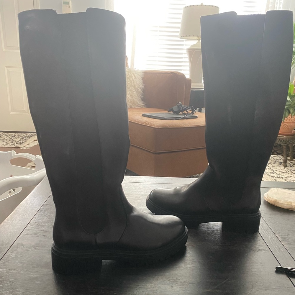 INC International Concepts Black Tall Leather Riding Boots